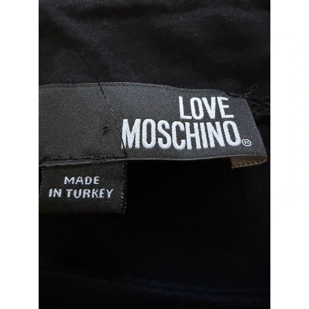 Rare Love Moschino Black 100% Cotton T Shirt Dress With Rhinestone Design US 12
